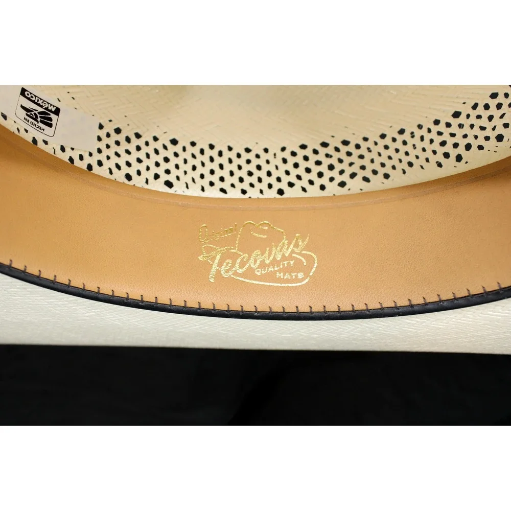 Tecovas Mens Straw Cowboy Hat White Vented Cattleman Crease Size 6 7/8 55 Mexico - Picture 9 of 9